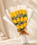 Flat yellow rose bouquet with premium wrapping by JoDetails