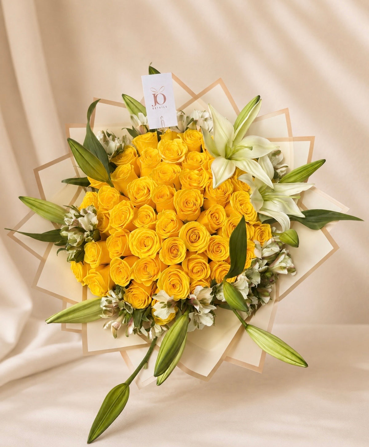 Bouquet of yellow roses with elegant lilies by JoDetails