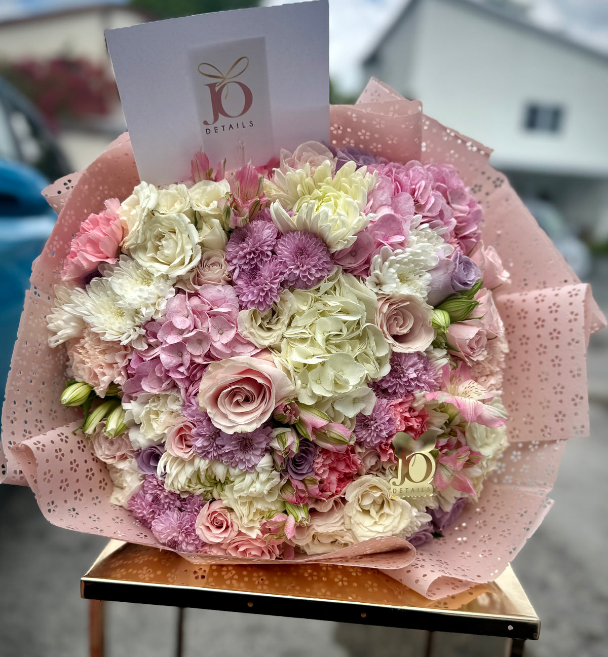 Blush garden-style bouquet with soft romantic flowers by JoDetails